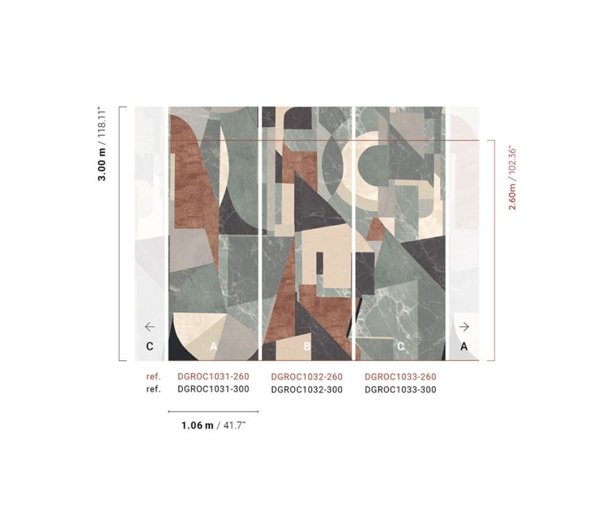 Graphic non-woven wall mural, gray-brown, DGROC1031-260, Rock, Masureel