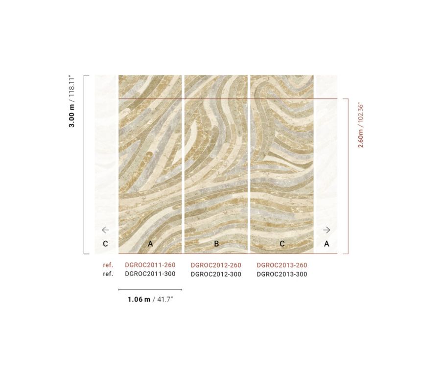 Geometric non-woven wall mural, beige, DGROC2011-300, Rock, Masureel