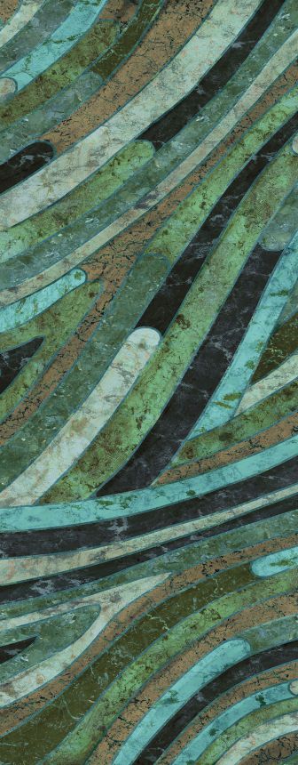 Geometric non-woven wall mural, green, DGROC2021-300, Rock, Masureel