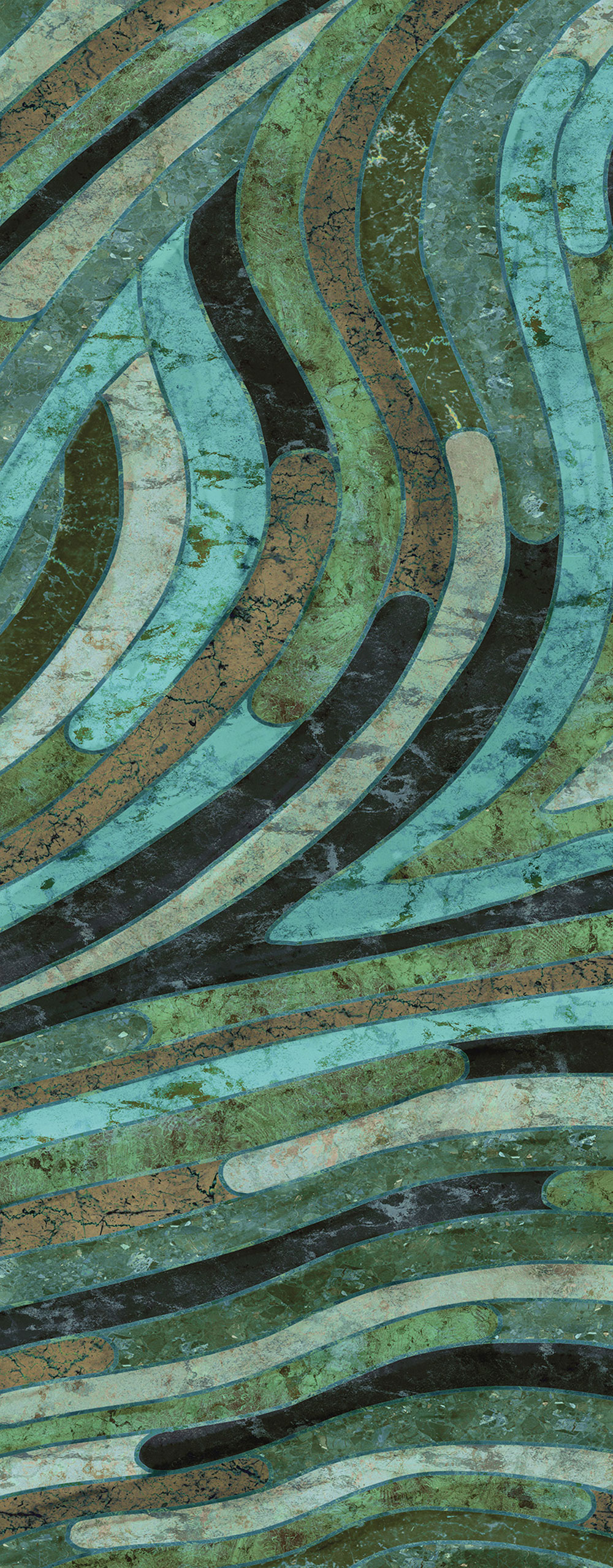 Geometric non-woven wall mural, green, DGROC2022-300, Rock, Masureel