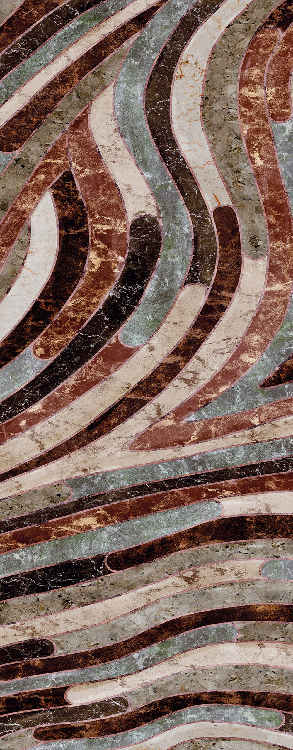 Geometric non-woven wall mural, gray-brown, DGROC2042-300, Rock, Masureel
