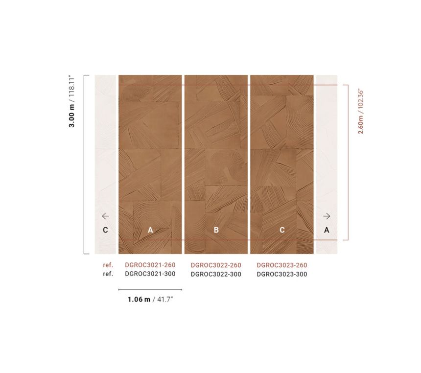 Geometric non-woven wall mural, brown, DGROC3022-300, Rock, Masureel