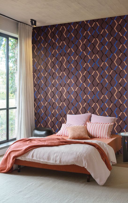 Geometric non-woven wallpaper, brown-bronze, JOY003, Joy, Masureel