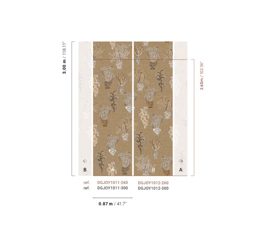 Non-woven wall mural, brown-beige, flowers, DGJOY1012-260, Joy, Masureel