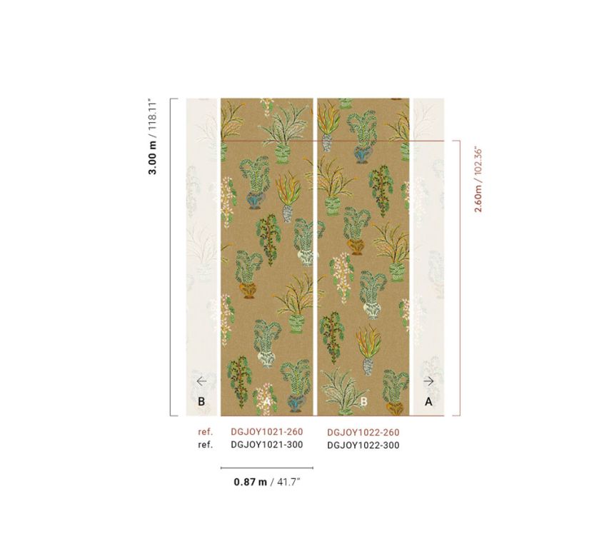 Non-woven wall mural, khaki, flowers, DGJOY1022-260, Joy, Masureel