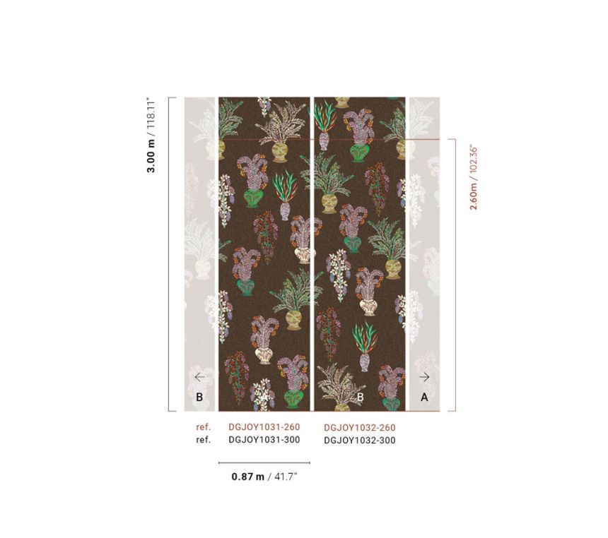 Non-woven wall mural, brown, flowers, DGJOY1031-260, Joy, Masureel