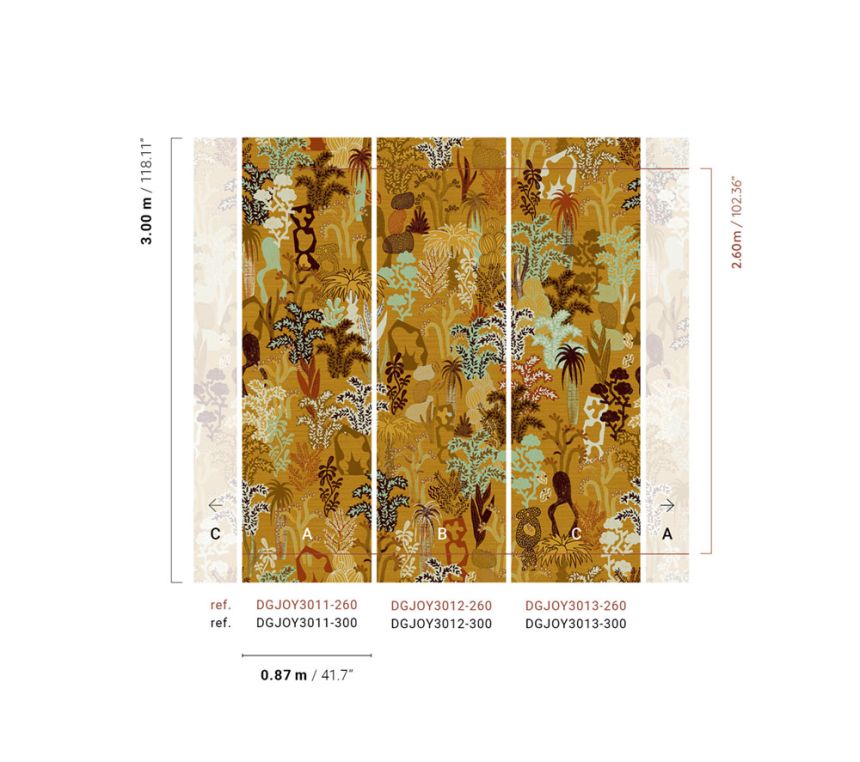 Non-woven wall mural, ochre, plants, DGJOY3013-260, Joy, Masureel