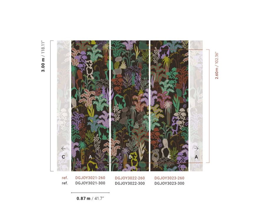 Non-woven wall mural, black, plants, DGJOY3021-260, Joy, Masureel