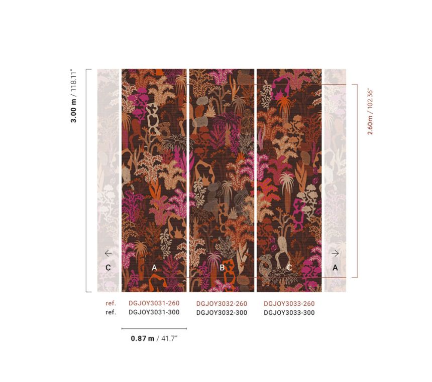 Non-woven wall mural, brown, plants, DGJOY3032-260, Joy, Masureel