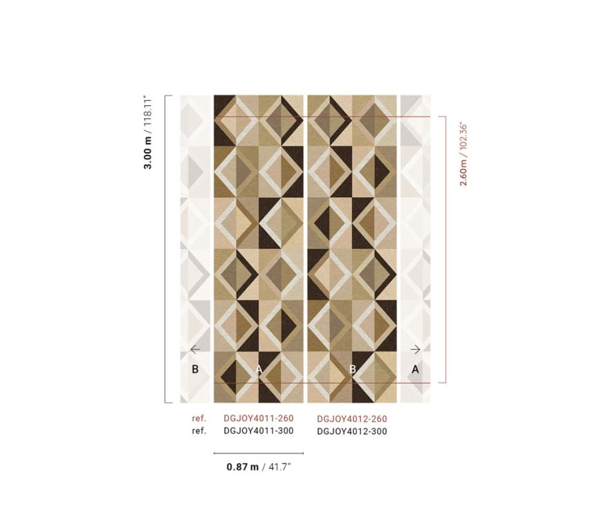 Geometric non-woven wall mural, beige, DGJOY4012-300, Joy, Masureel