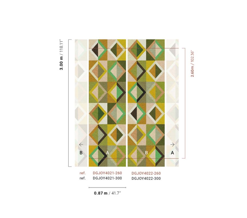 Geometric non-woven wall mural, green, DGJOY4021-300, Joy, Masureel