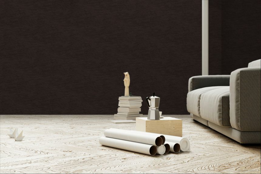 Non-woven wallpaper, waves, black-brown, TER003, Terra, Masureel