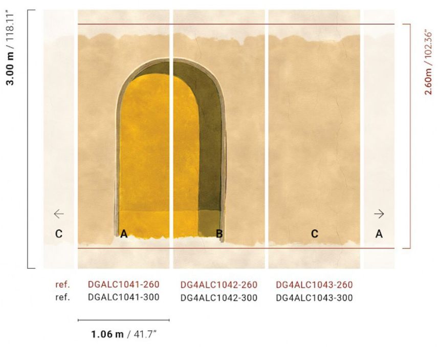 Non-woven wall mural, beige, DGALC1043-260, Terra, Masureel