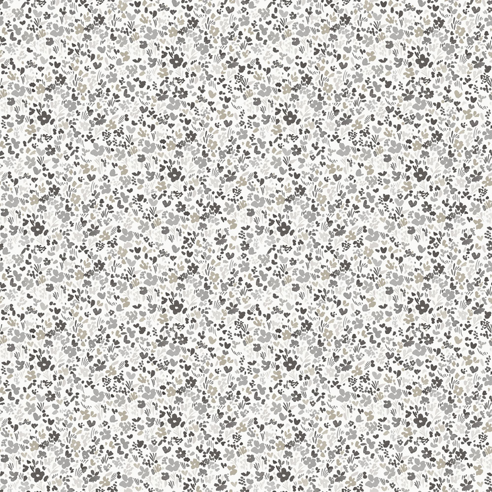 Grey-white floral wallpaper, MG56667, Mika,  ICH Wallcoverings