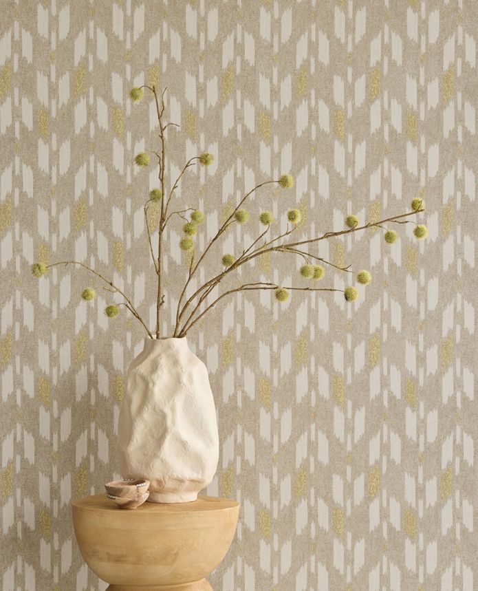 Non-woven wallpaper, beige,  fabric imitation, 340240, Solange, Eijffinger