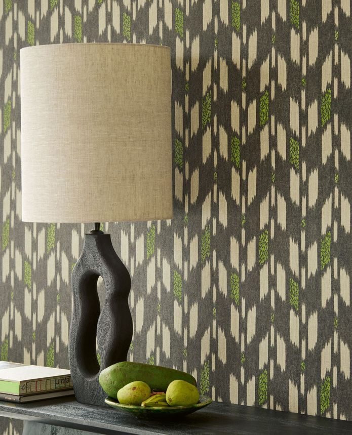 Non-woven wallpaper, black,  fabric imitation, 340244, Solange, Eijffinger