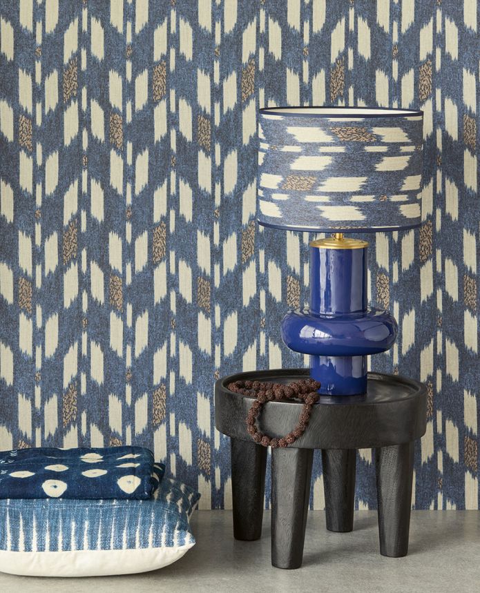 Non-woven wallpaper, blue,  fabric imitation, 340245, Solange, Eijffinger