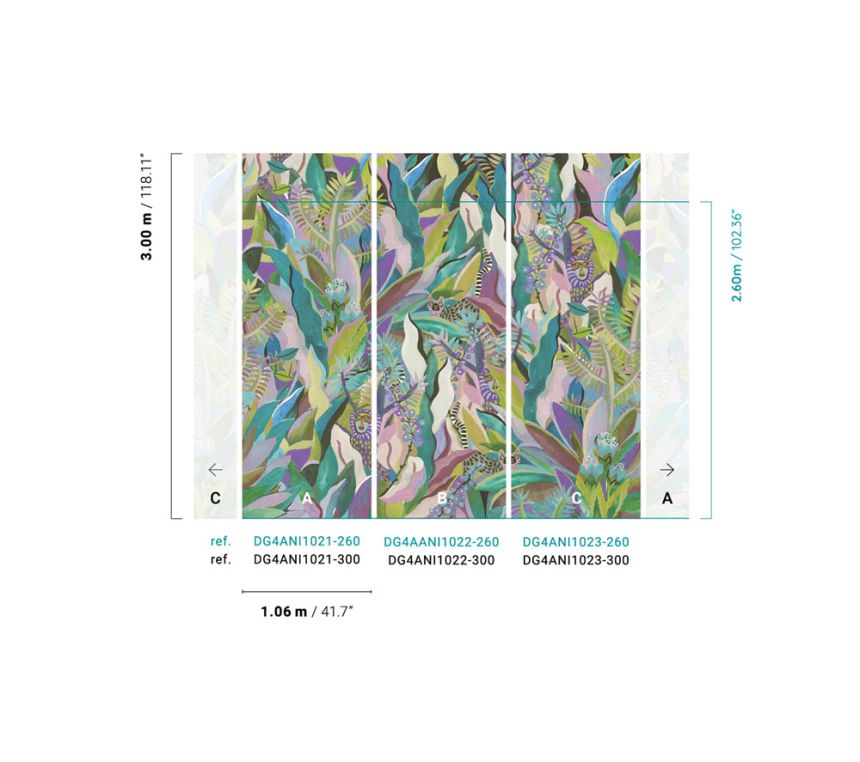 Non-woven wall mural, Jungle, DG4ANI1023-260, Wall Designs IV, Khroma by Masureel