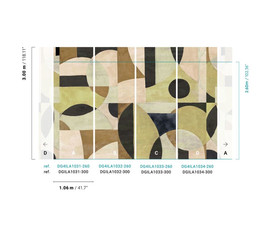 Non-woven geometric wall mural, DG4ILA1032-260, Wall Designs IV, Khroma by Masureel