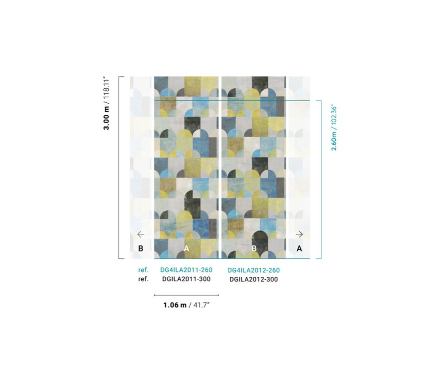 Non-woven geometric wall mural, DG4ILA2011-260, Wall Designs IV, Khroma by Masureel