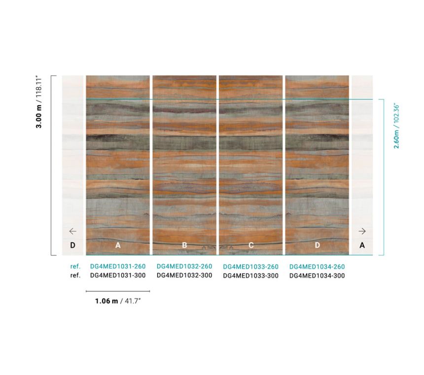 Non-woven wall mural, stripes, DG4MED1031-300, Wall Designs IV, Khroma by Masureel