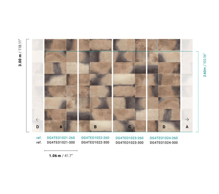 Non-woven wall mural, imitation tiles, DG4TEO1022-300, Wall Designs IV, Khroma by Masureel