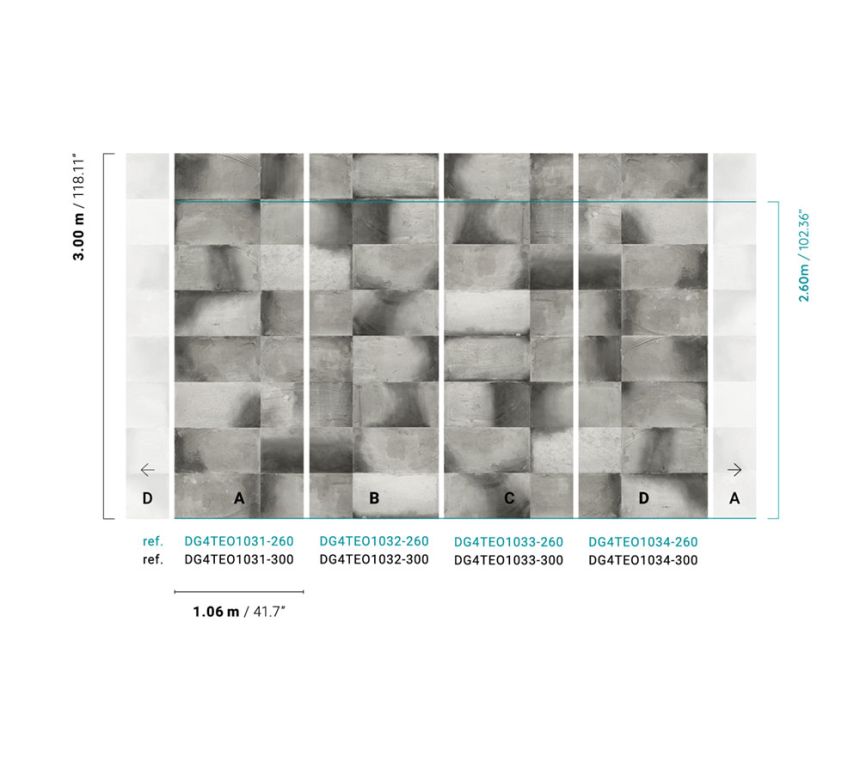 Non-woven wall mural, imitation tiles, DG4TEO1034-260, Wall Designs IV, Khroma by Masureel