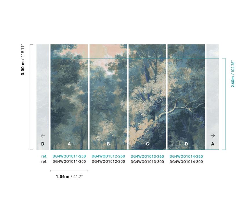 Non-woven wall mural, forest, trees, DG4WOO1011-300, Wall Designs IV, Khroma by Masureel