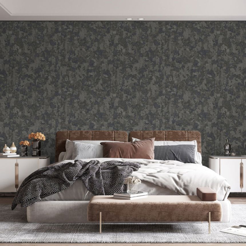 Non-woven wallpaper, black-silver, stucco, 1504-5, Vera, AdaWall