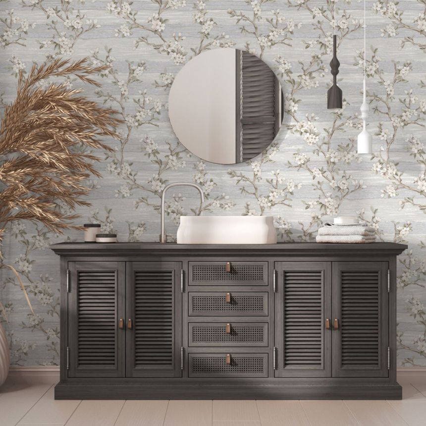 Non-woven wallpaper, cream, flowers, 1505-1, Vera, AdaWall
