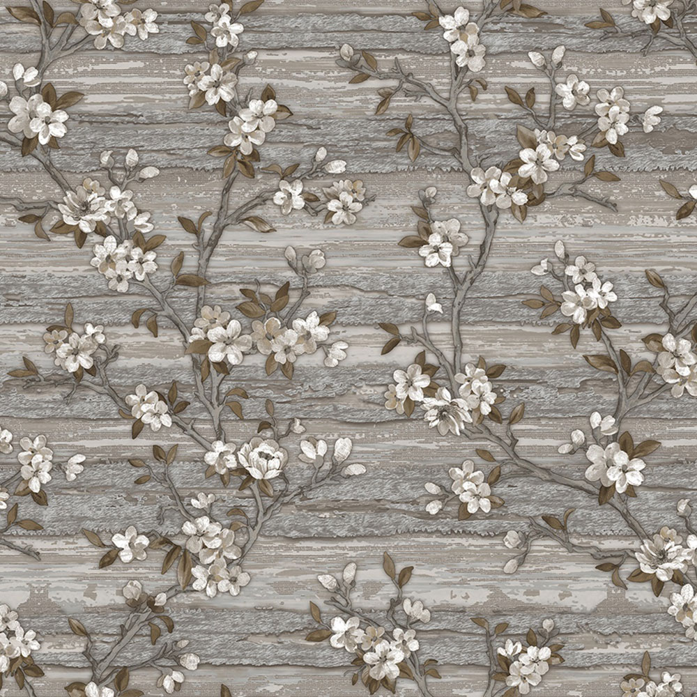 Non-woven wallpaper, grey, flowers, 1505-3, Vera, AdaWall