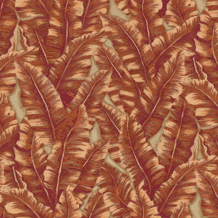 Non-woven wallpaper, orange, leaves, 1507-4, Vera, AdaWall
