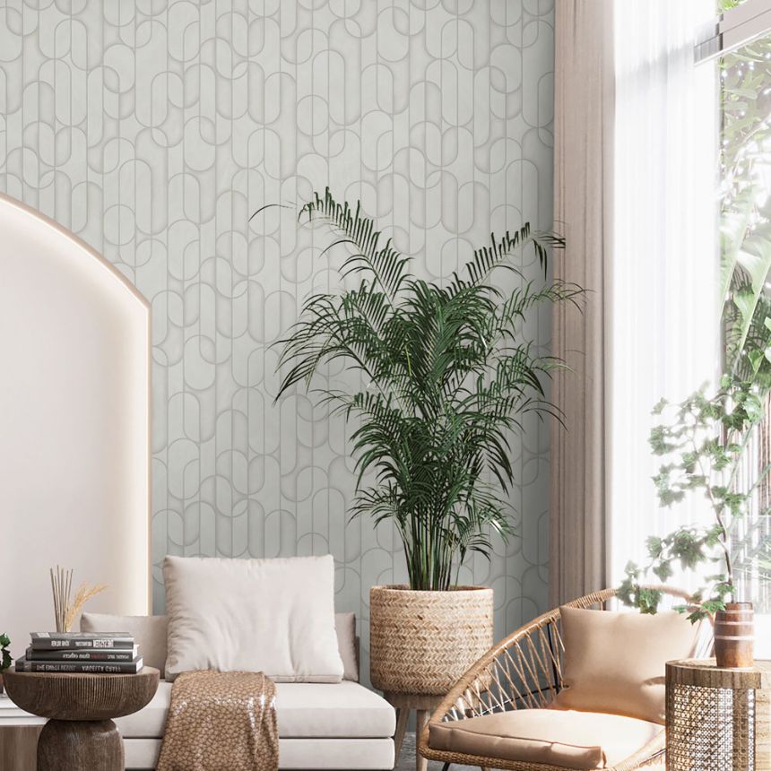 Geometric non-woven wallpaper, grey, 1514-3, Vera, AdaWall