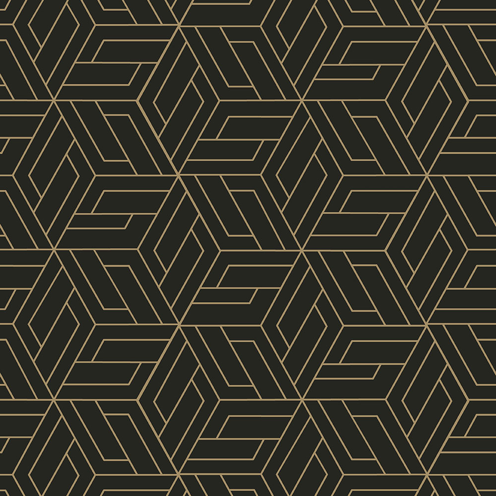 Black-gold geometric non-woven wallpaper, A67302, Vavex 2026