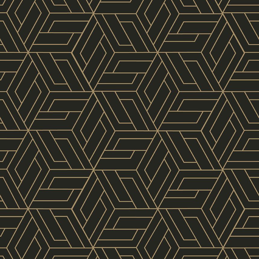 Black-gold geometric non-woven wallpaper, A67302, Vavex 2026