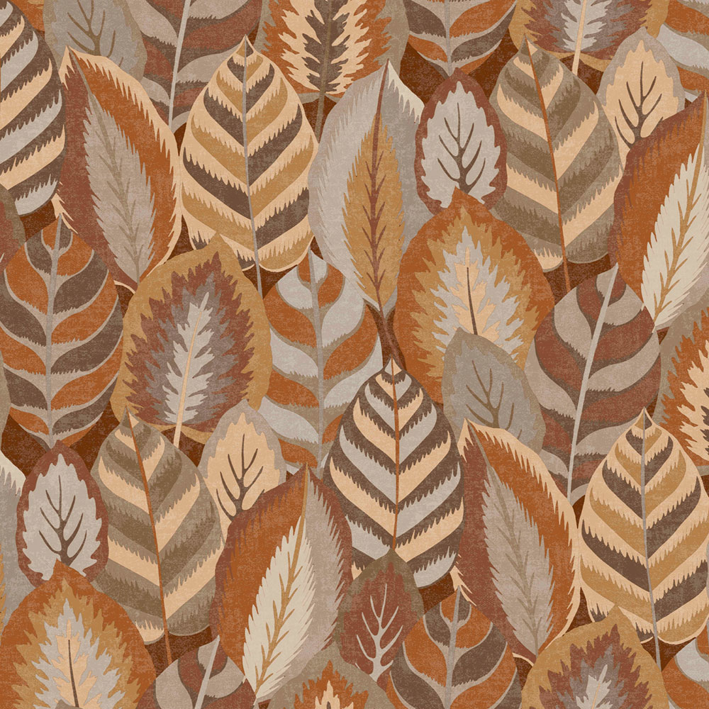 Brown non-woven wallpaper with leaves, 121127, Solace, Superfresco Easy