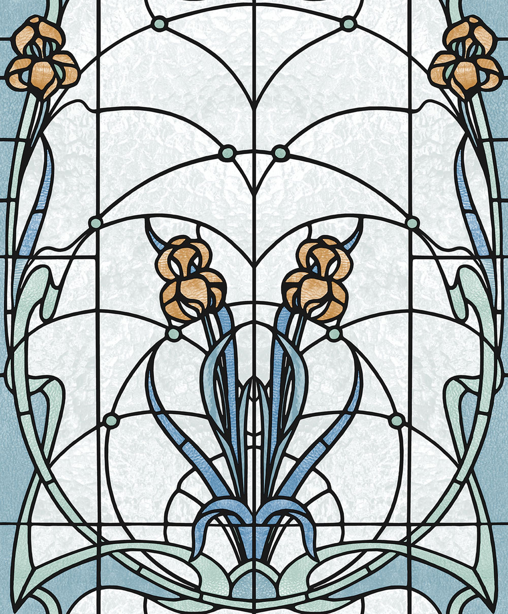 Non-woven wallpaper, blue-green stained glass, M79301, Artifice, Ugépa