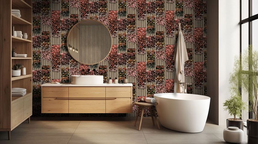 Non-woven 3D wallpaper plants, wood imitation, planks, M79410 Artifice, Ugépa