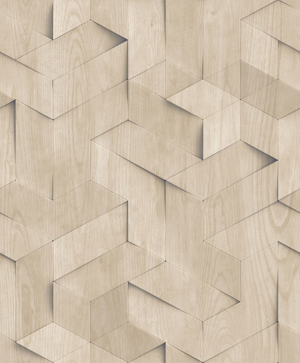 3D wallpaper, beige, wood paneling imitation, M74407, Brut, Ugépa