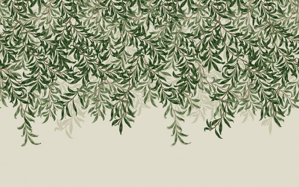 Non-woven wall mural, green, branches, leaves, 125364, William Morris At Home