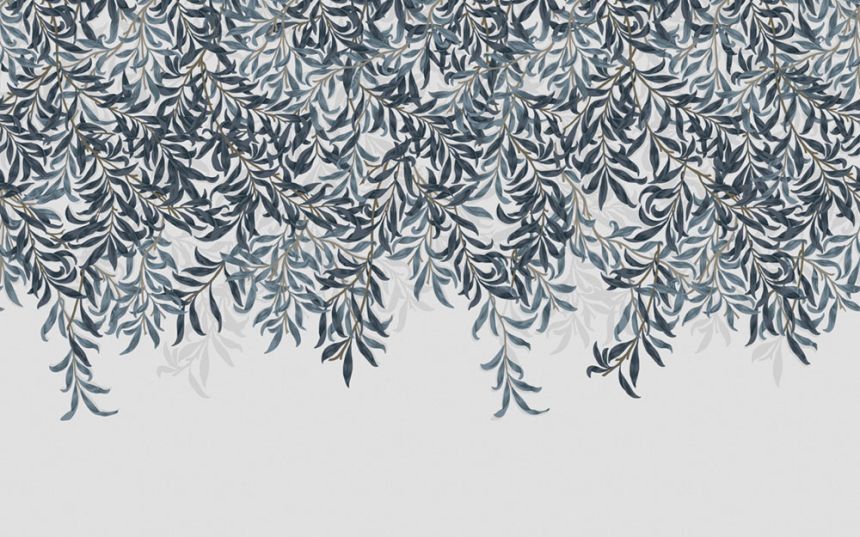 Non-woven wall mural, blue, branches, leaves, 125373, William Morris At Home