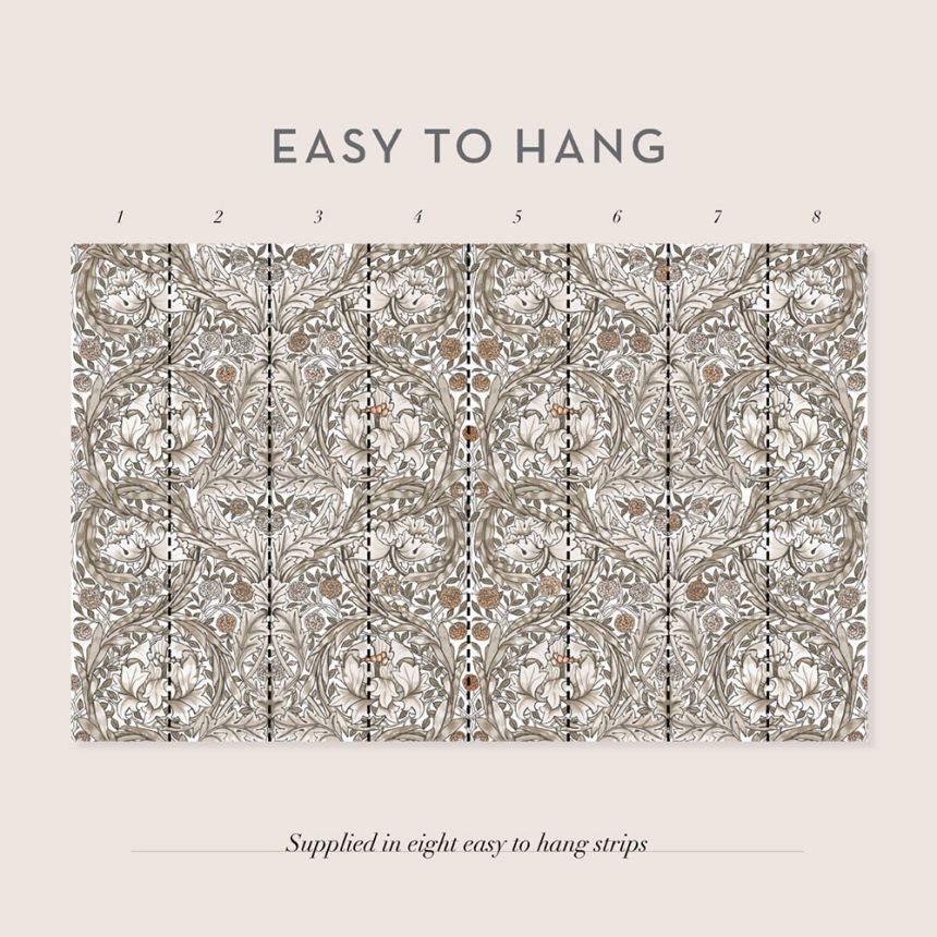 Non-woven wall mural, gray-beige, flowers, 125409, William Morris At Home