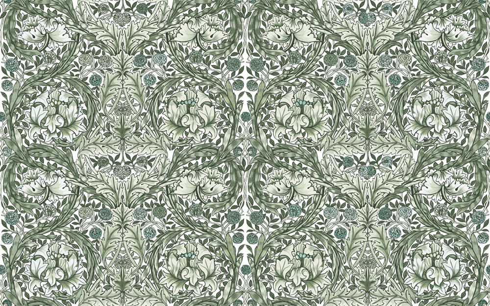 Non-woven wall mural, green, flowers, 125418, William Morris At Home