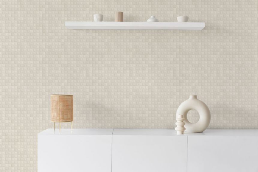 Luxury geometric non-woven wallpaper, beige, Z15516, Mini Trend, Zambaiti Parati