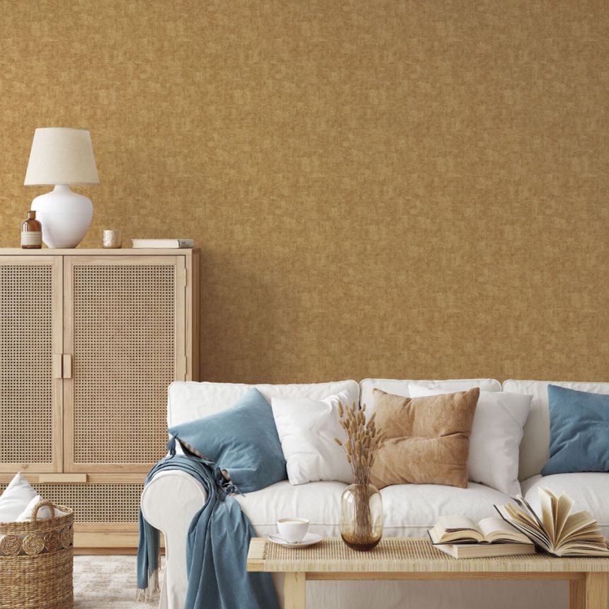 Luxury non-woven wallpaper, ocher, fabric imitation, Z15527, Mini Trend, Zambaiti Parati