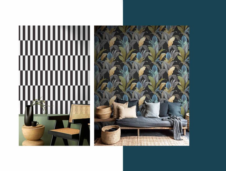 Non-woven wallpaper, black, leaves, 15519, Botany House, Cristiana Masi by Parato