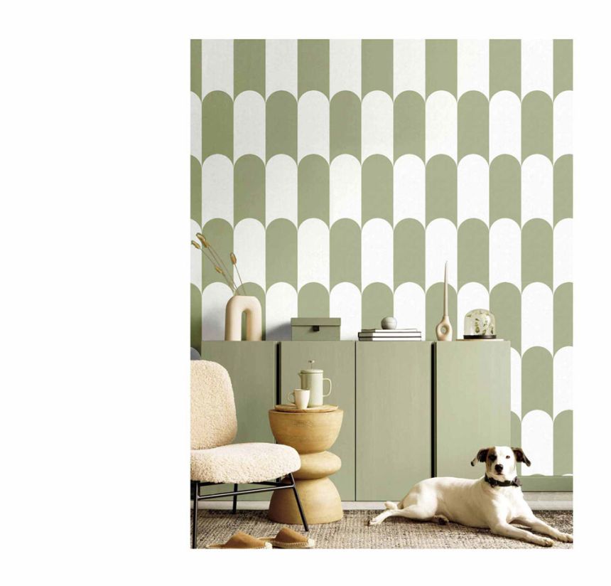 Geometric non-woven wallpaper, beige-white, 15557, Botany House, Cristiana Masi by Parato