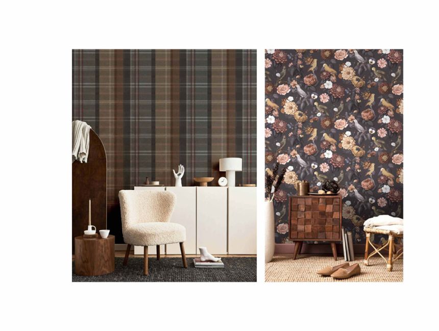 Non-woven wallpaper, brown, fabric imitation, 15567, Botany House, Cristiana Masi by Parato