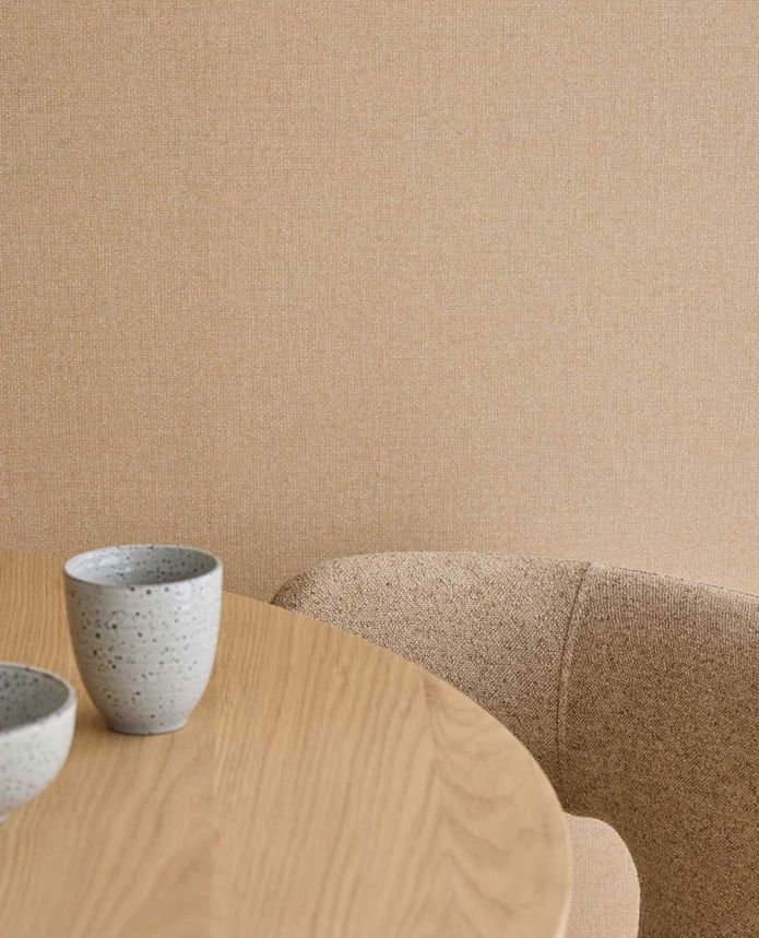Non-woven wallpaper, terracotta, fabric imitation, 340623, Linen Look, Eijffinger
