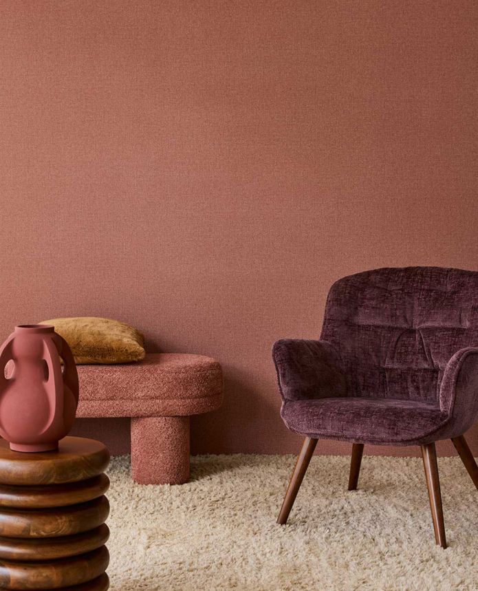 Non-woven wallpaper, terracotta, fabric imitation, 340624, Linen Look, Eijffinger